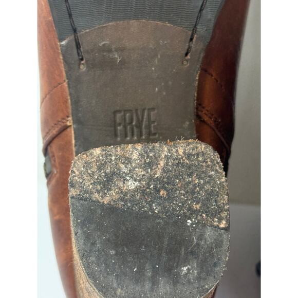 Frye Addie Double Zip Boot Womens 9.5 B Cognac Leather Mid Heel Moto Bootie - Picture 8 of 10